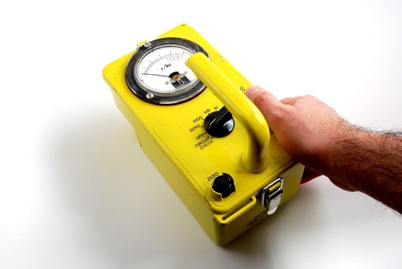 A classic "geiger counter" radiation survey meter, used to measure dose rates of radiation in a given area