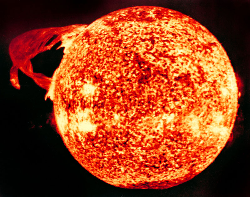 A solar flare photographed by the Skylab space station in 1973